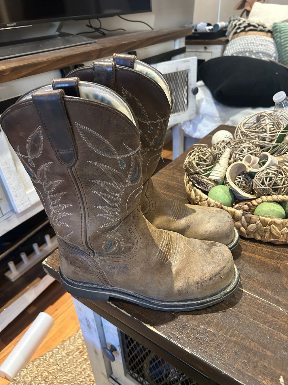 Ariat Brown Leather Comp Toe Western Work Boots